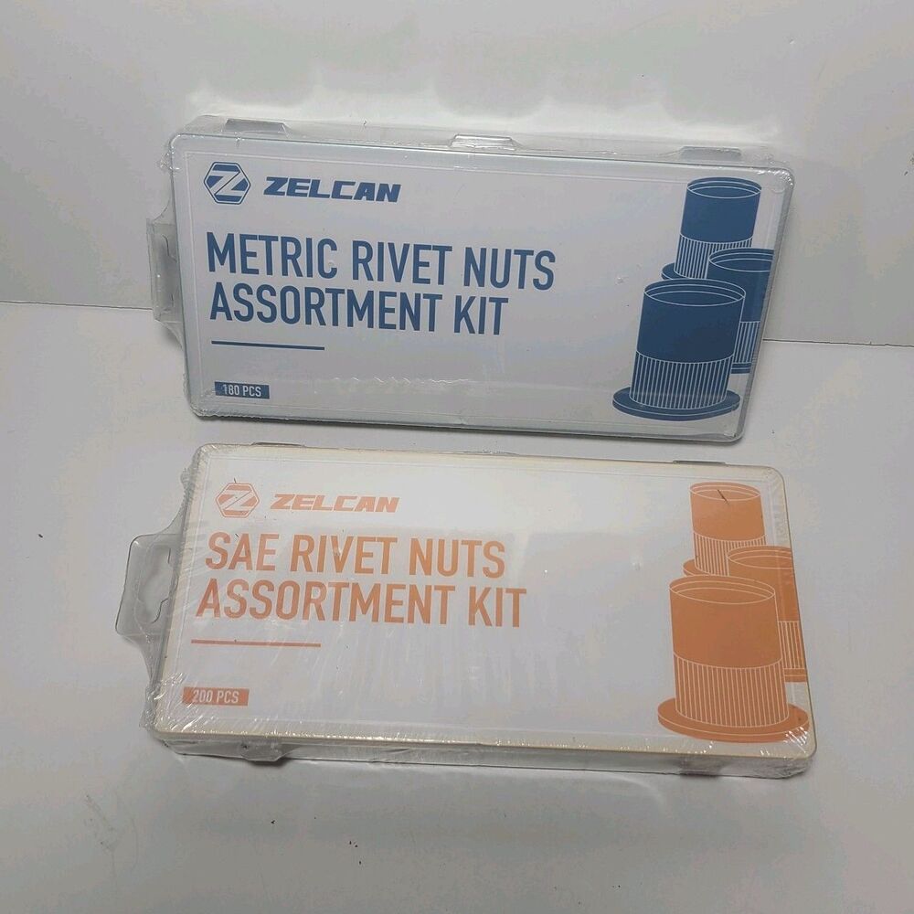 380pc SAE And Metric Rivet Nuts Kit w Galvanized Carbon Steel Assortment Zelcan